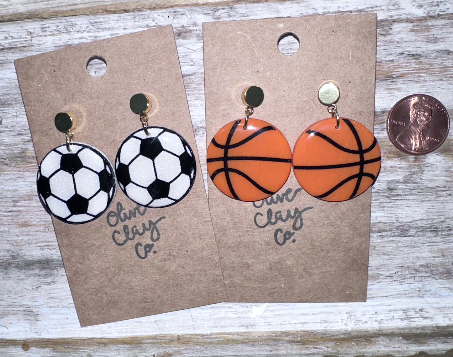 Sports Dangle Earrings with stud topper