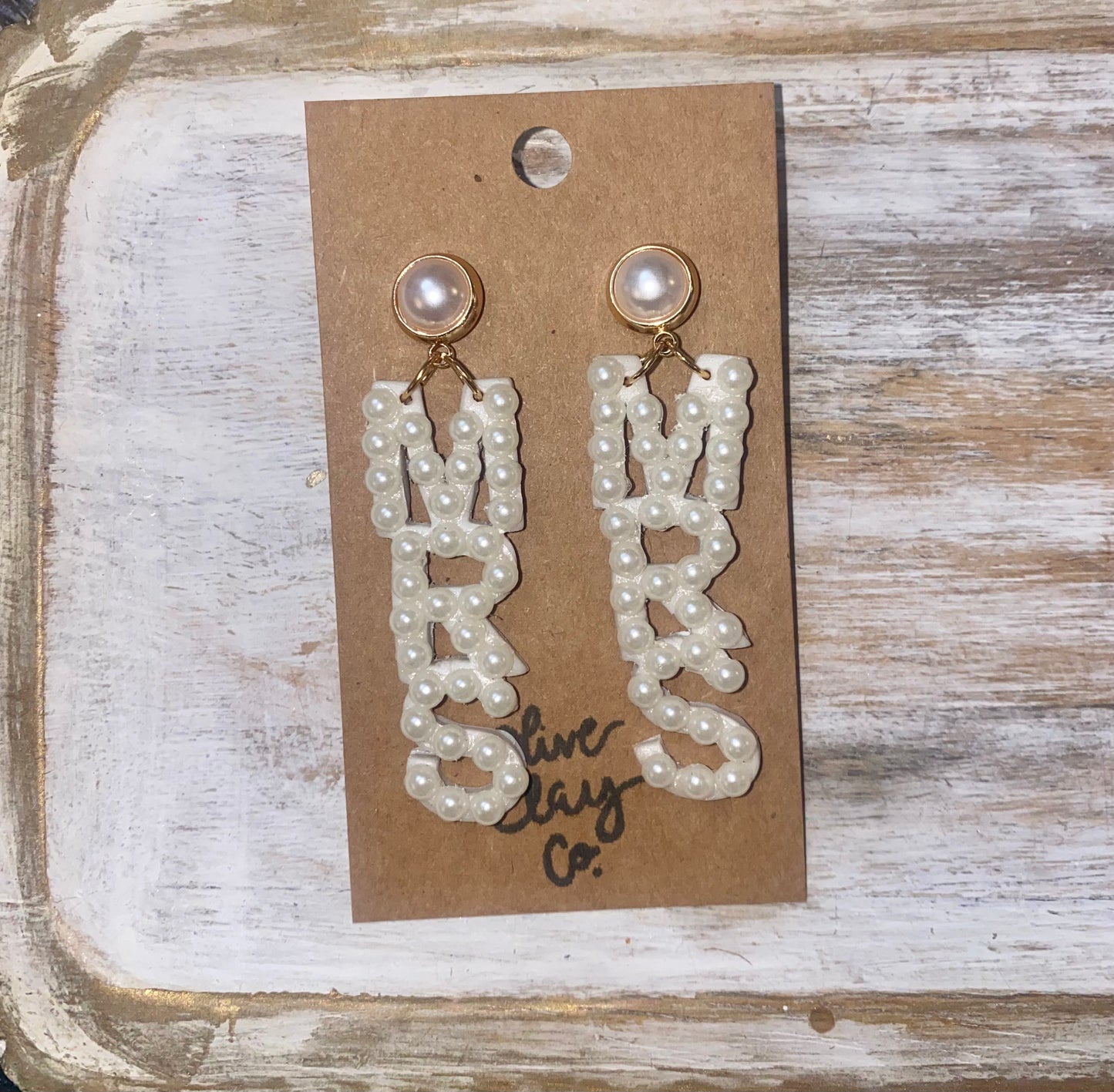 Bedazzled Pearl MRS Earrings