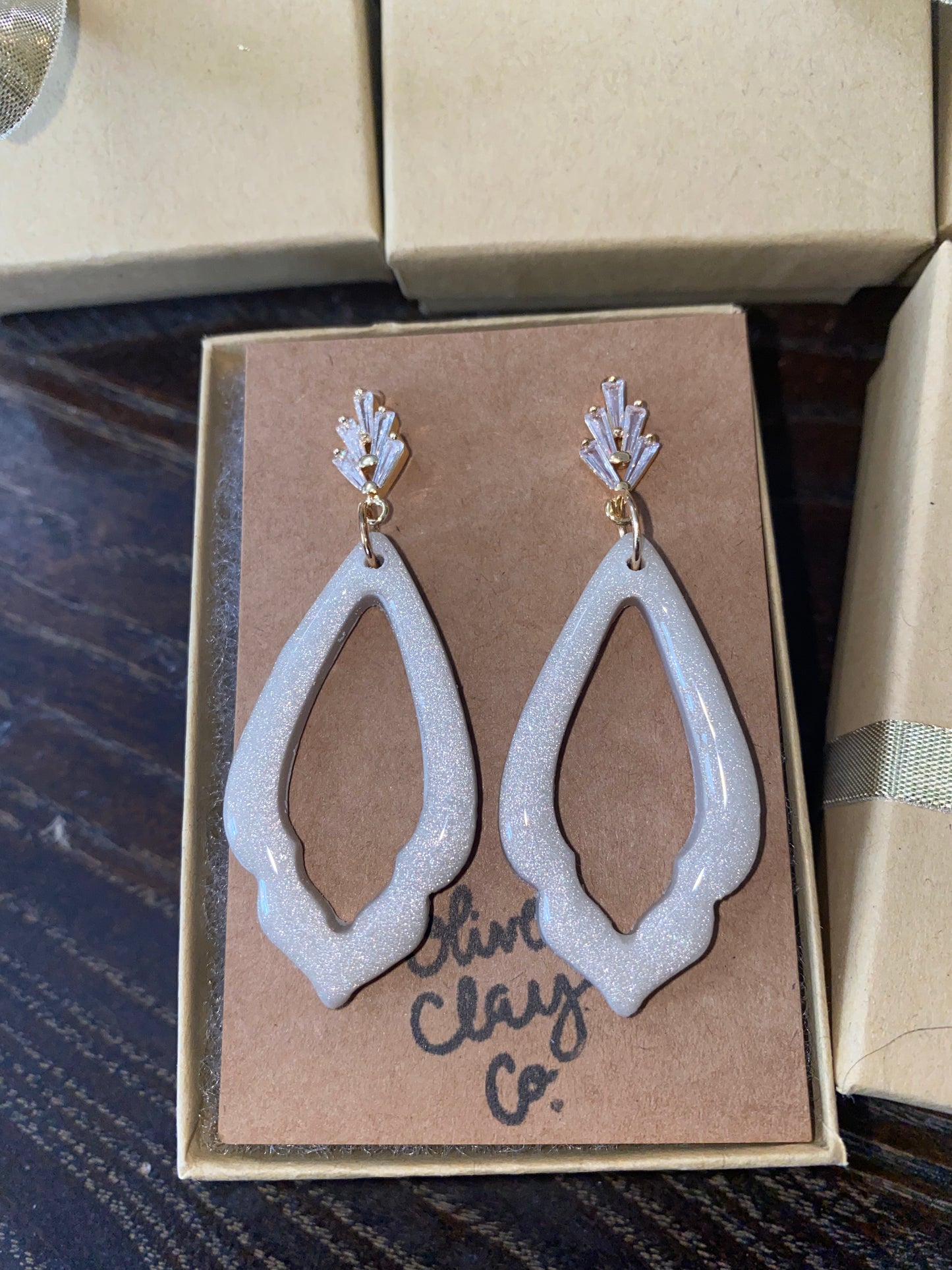 Dainty Champagne Clay Earrings