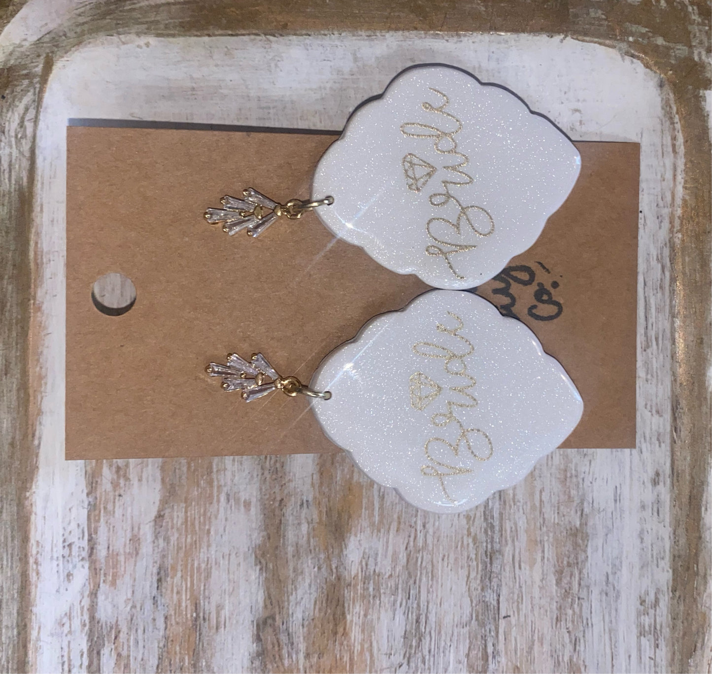 Cursive Bride Clay Earrings