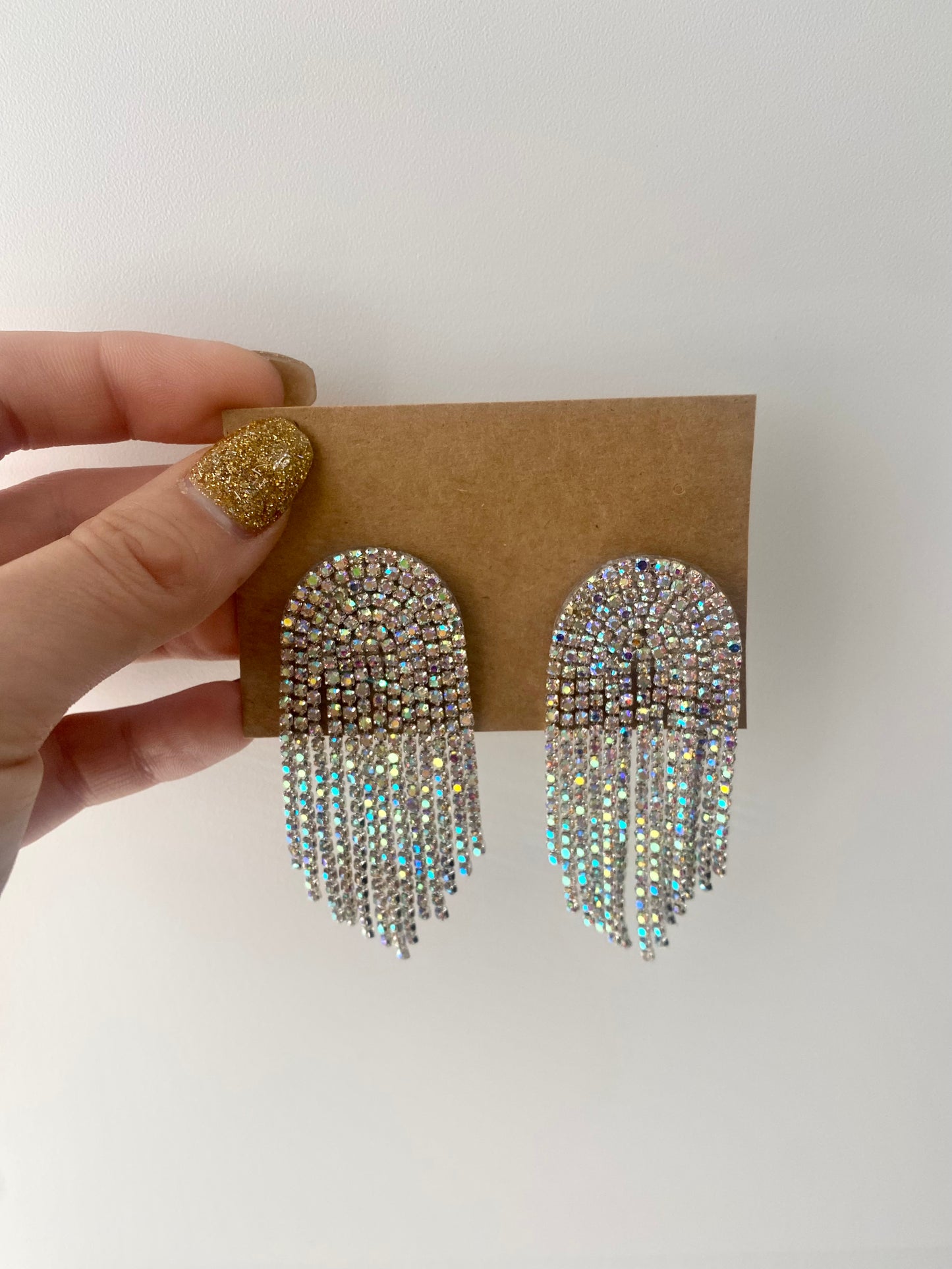 Silver Iridescent Bedazzled Earrings