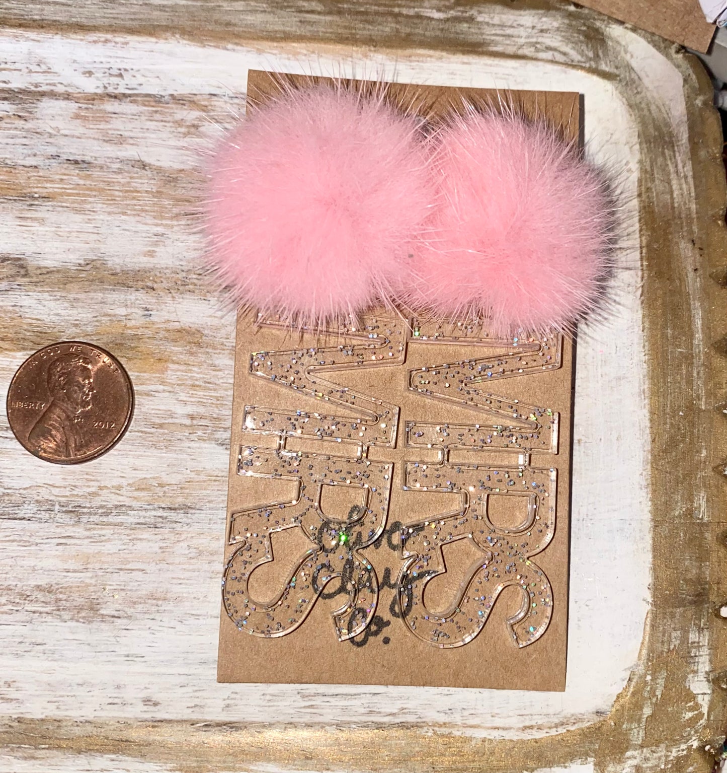Glitter Pom Acrylic Earrings