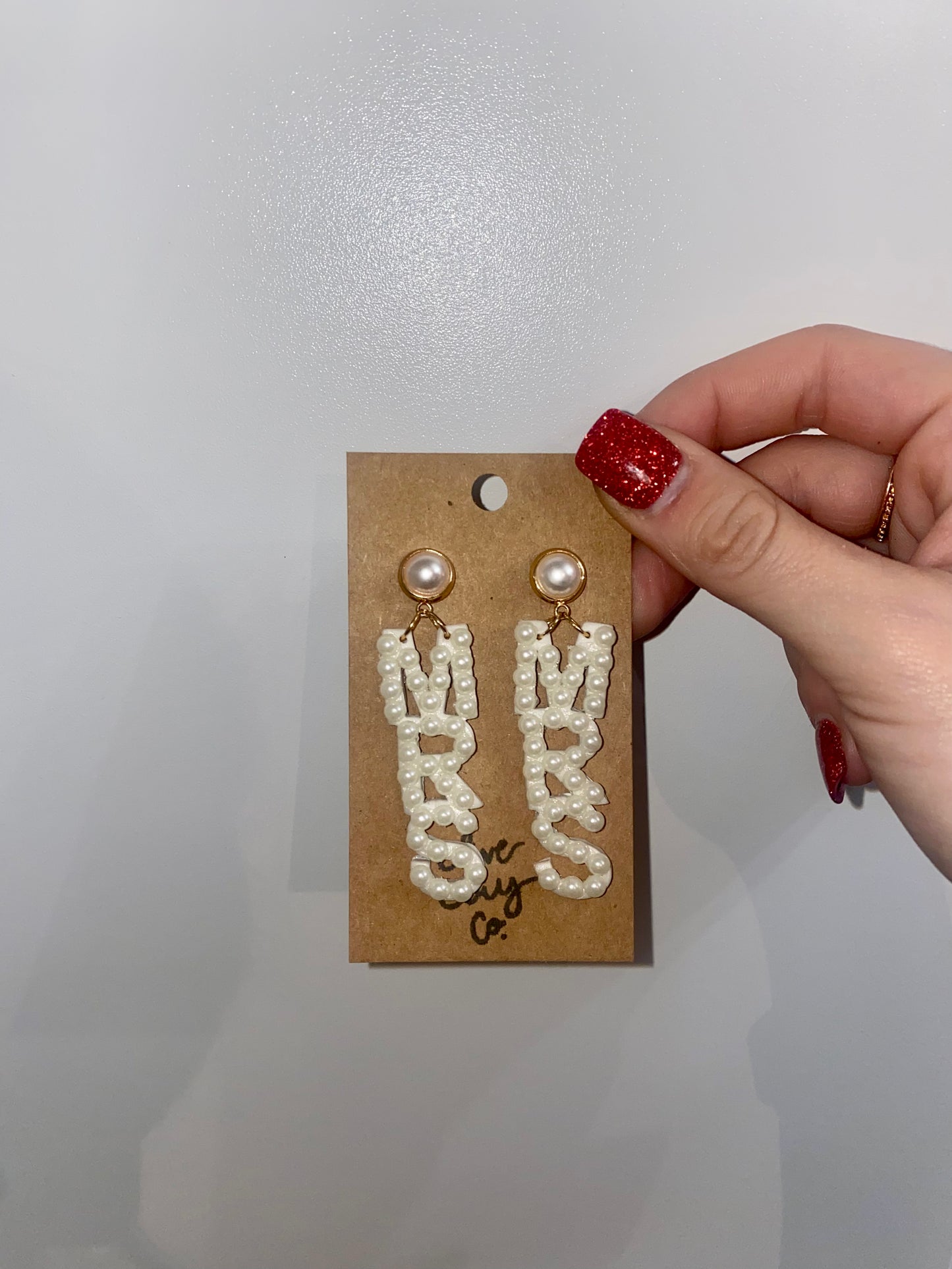 Bedazzled Pearl MRS Earrings