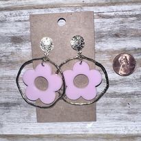 Pink Acrylic Flower Hoops