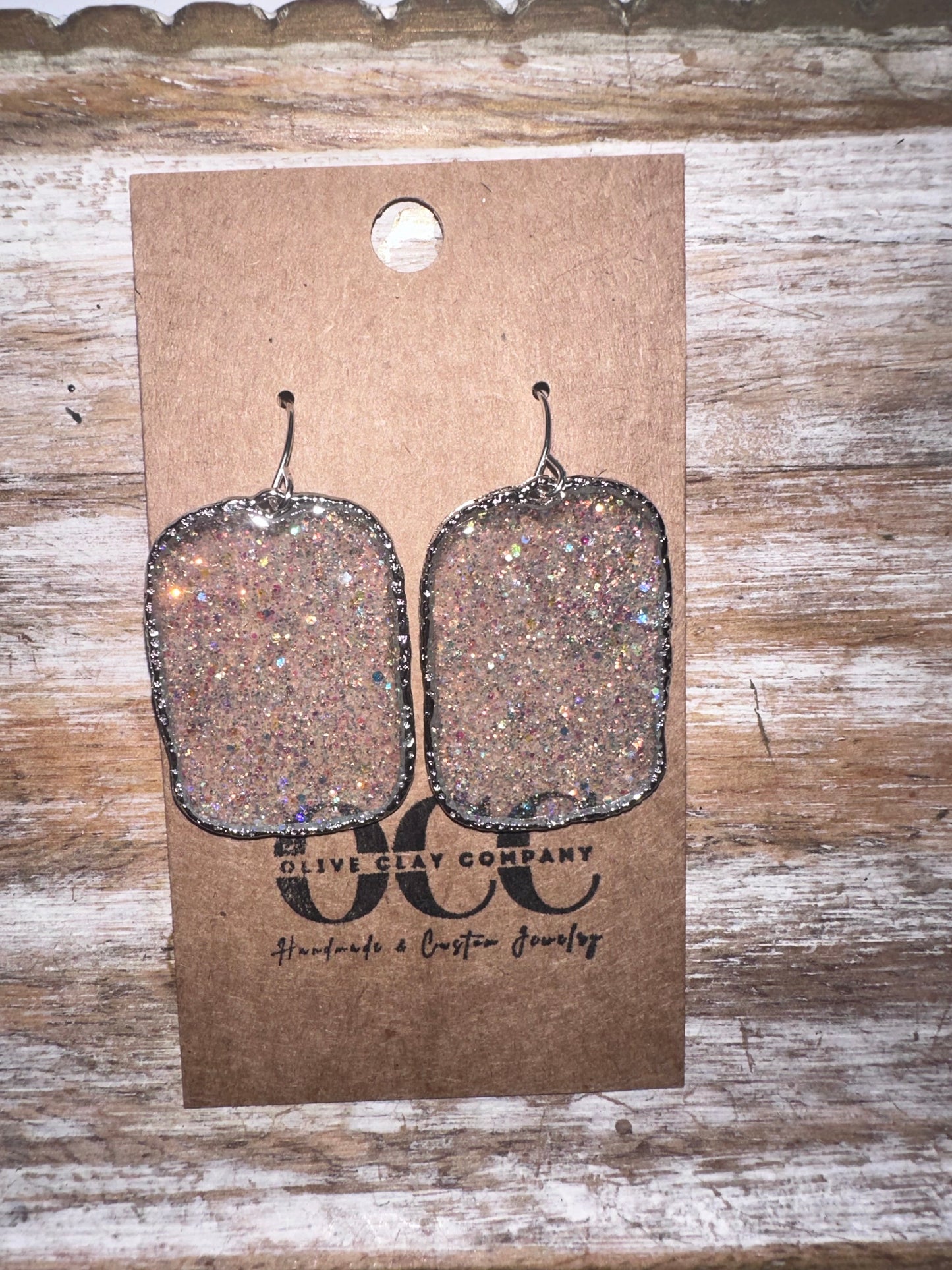 Silver iridescent small resin hoops