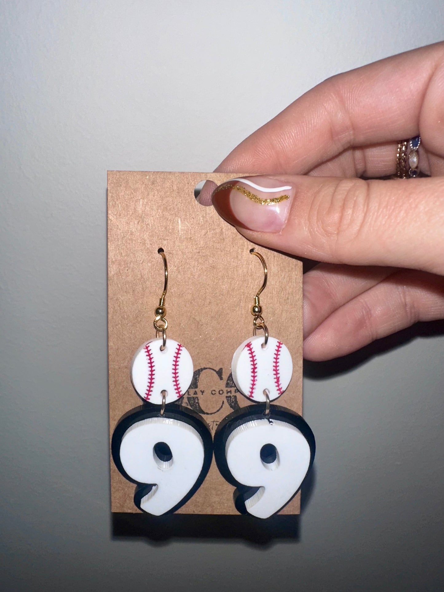 Custom number baseball earrings