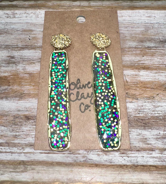 Long Rectangle glitter hoops