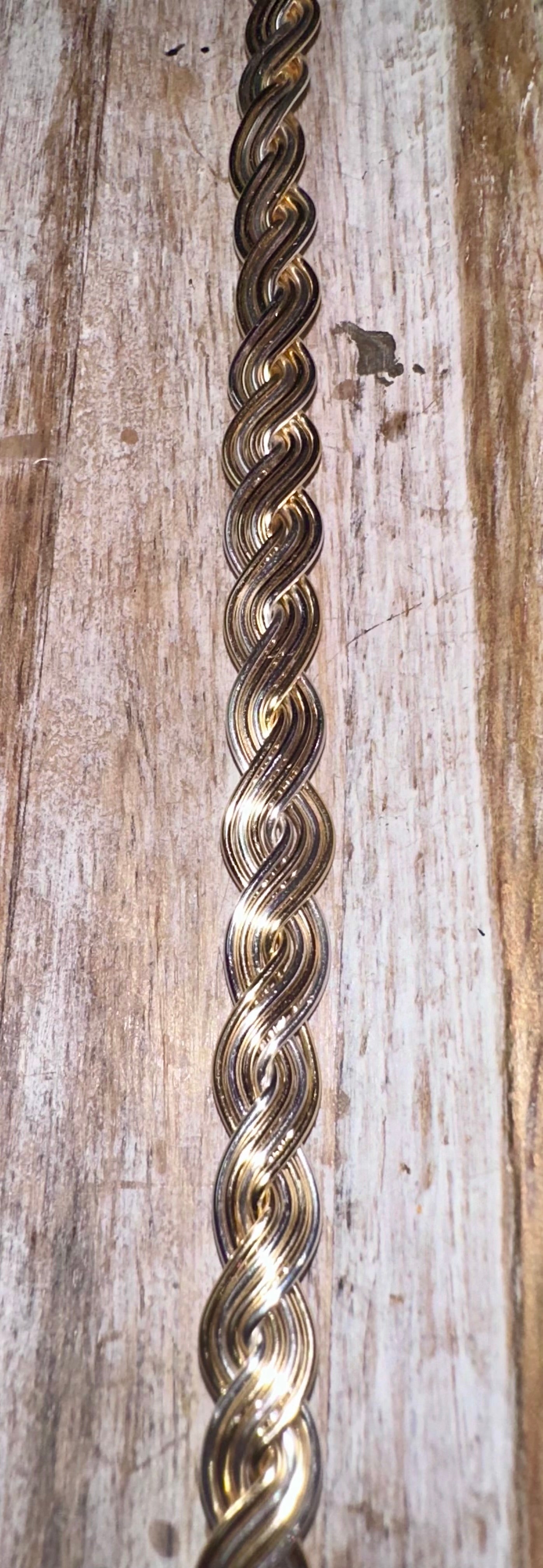 Two toned silver/gold Thick braided Wire wrapped bracelet