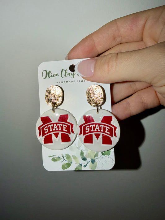 State MSU clay Earrings