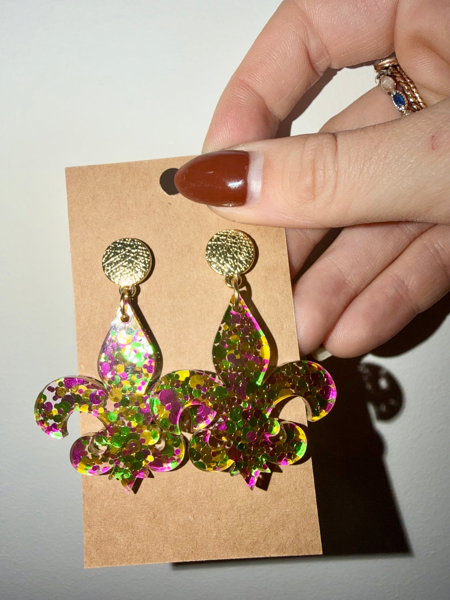 Fleur de lis Mardi Gras earrings