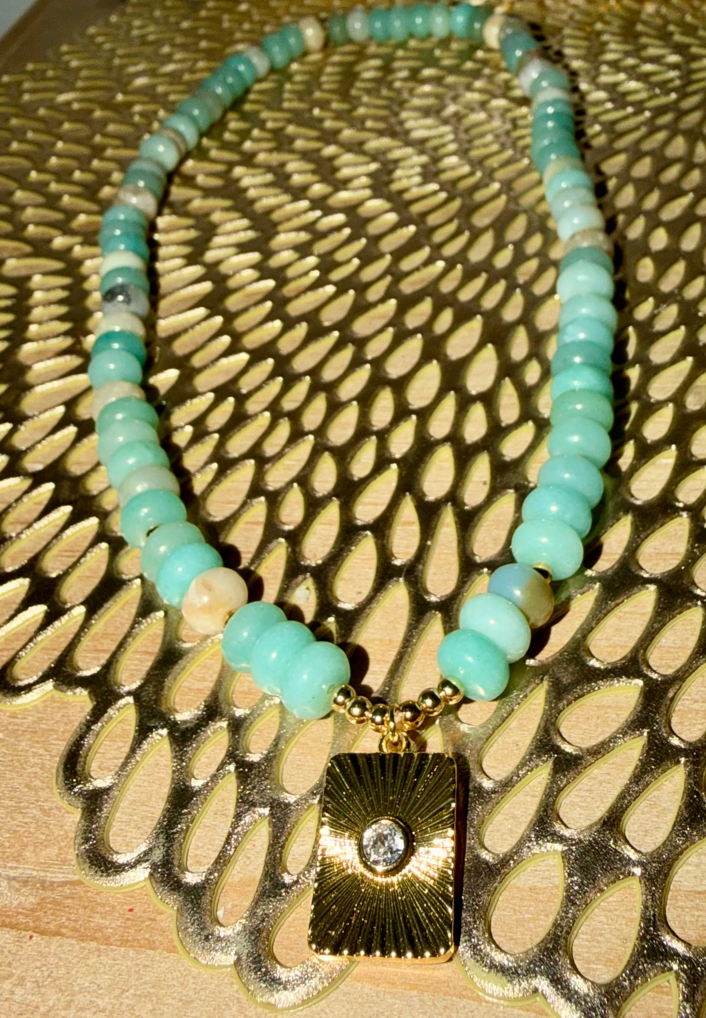 Rondelle blues bead necklace- stretchy with no clasp 18inches