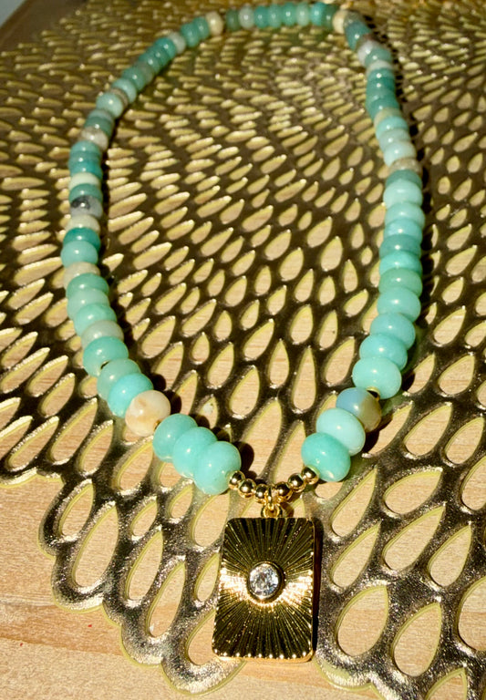 Rondelle blues bead necklace- stretchy with no clasp 18inches