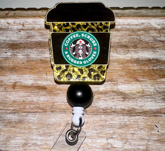 Coffee badge reel - alligator clip