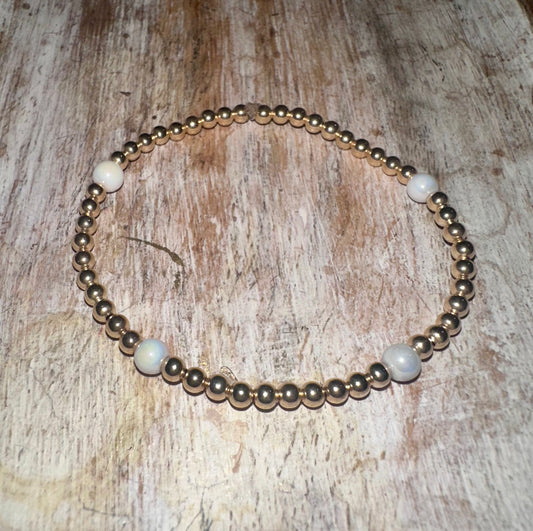 14K Gold Filled glass pearl Stretchy bracelets