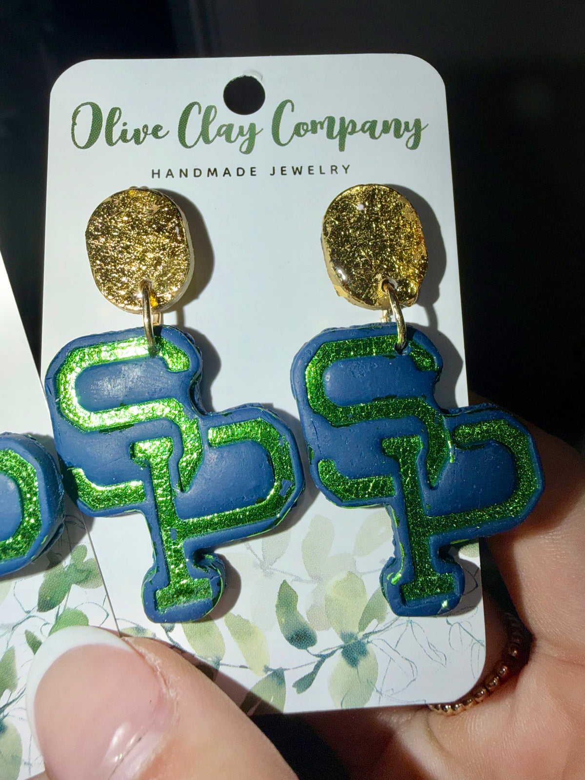St Patricks clay earrings