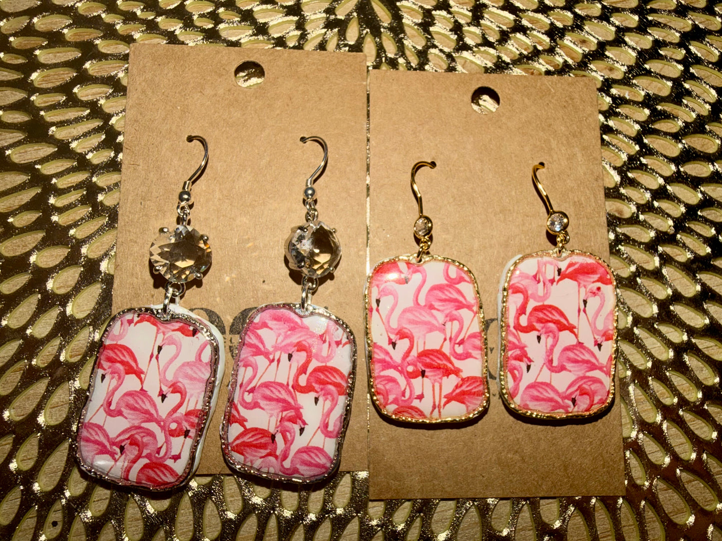 Flamingo clay hoops earrings