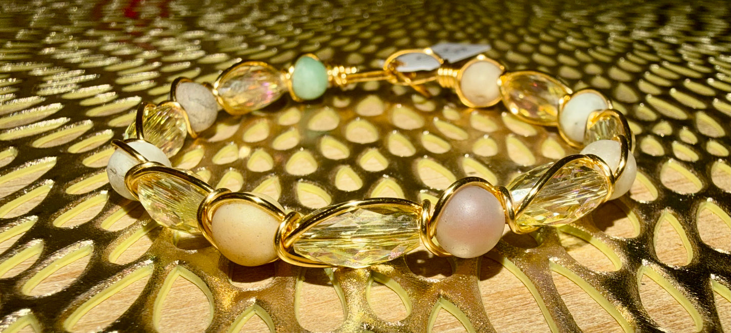 Multicolor + iridescent wire bracelet