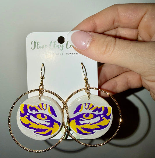 Large Tigers clay earrings