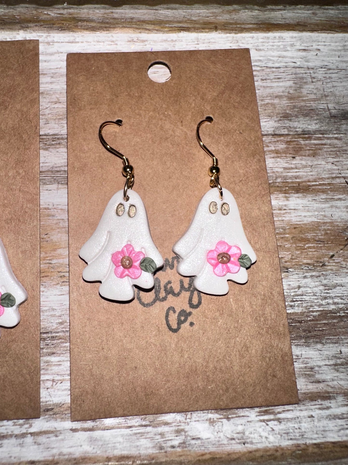 Small floral ghost earrings