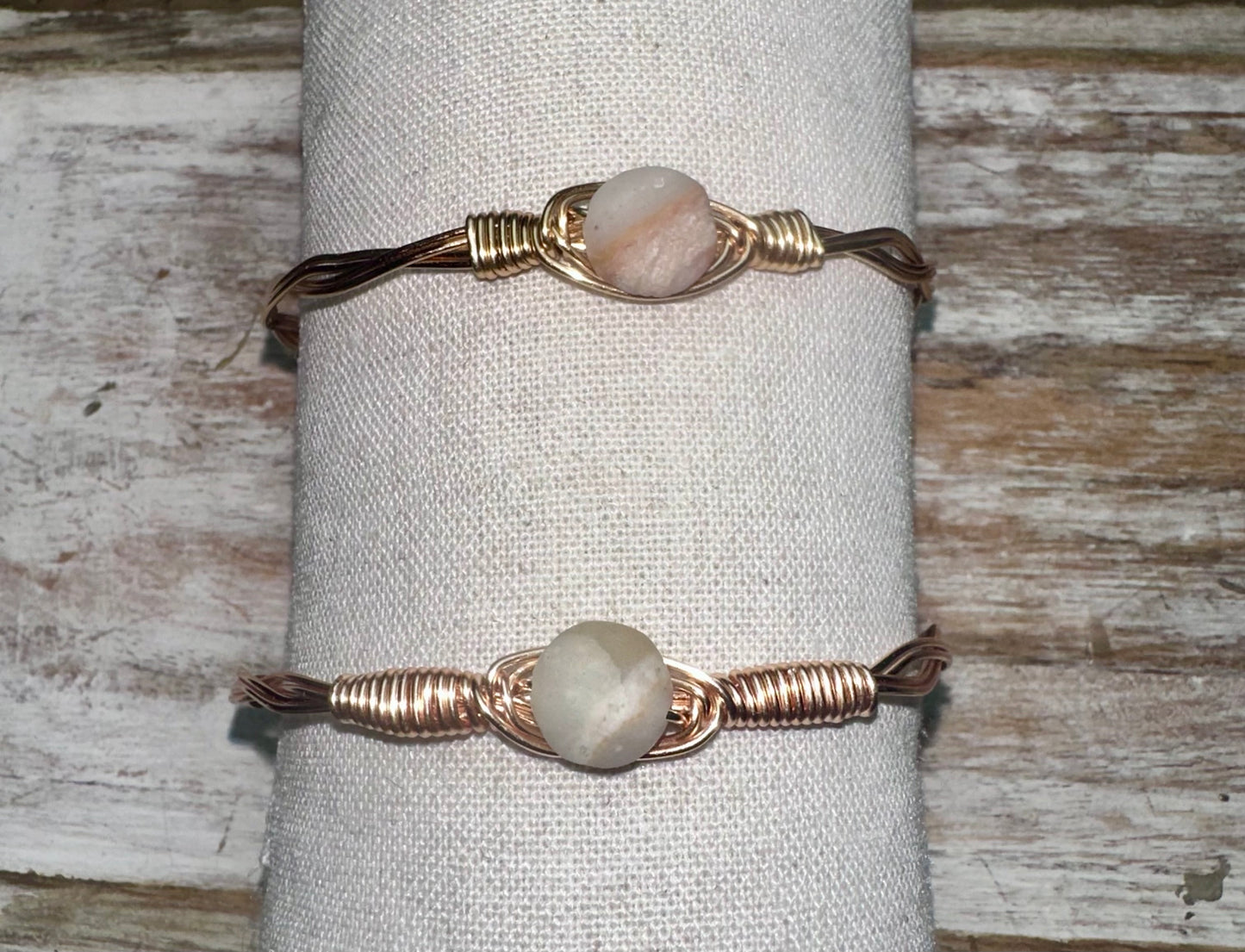 Twisted Wire neutral bead wrapped bracelet