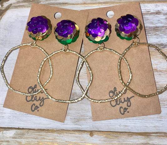 Mardi Gras sequin earrings