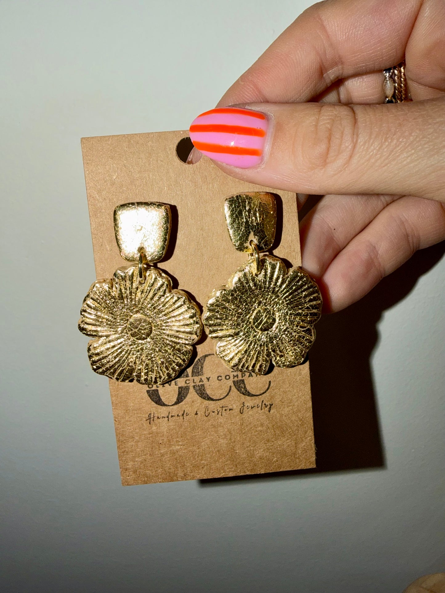 Clay flower earrings