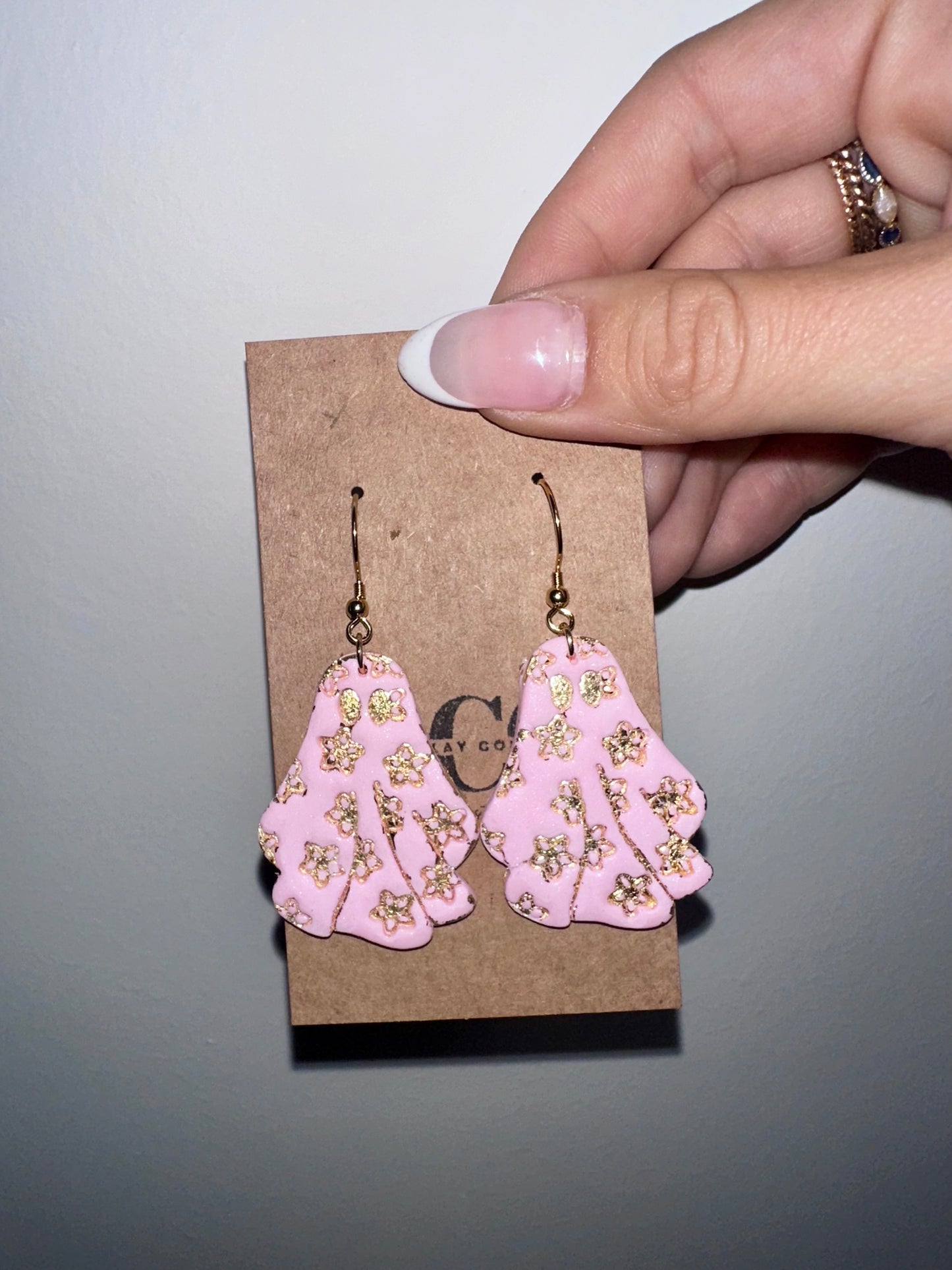 Butterfly flower dangle clay earrings