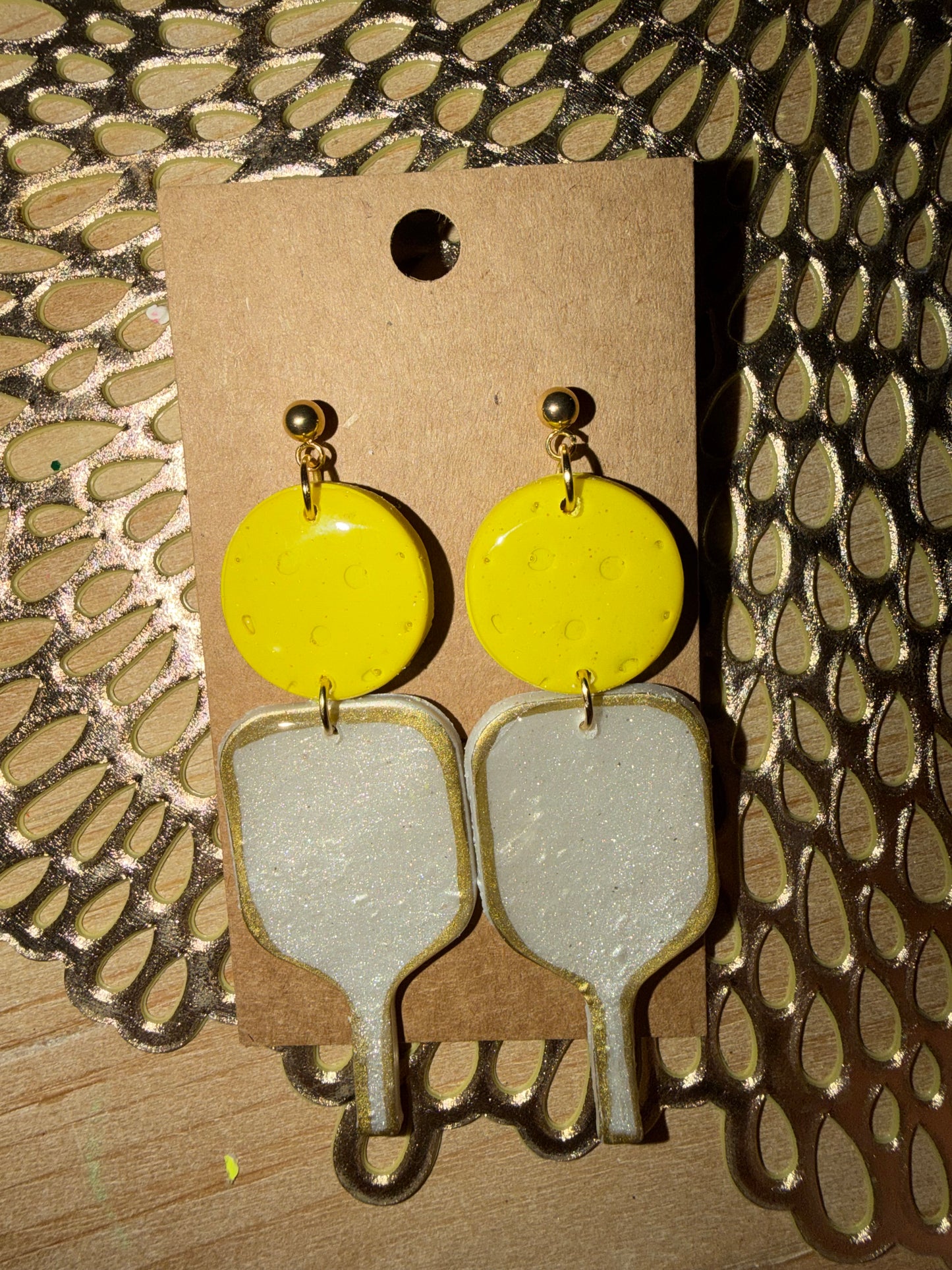 Pickle ball earrings large size