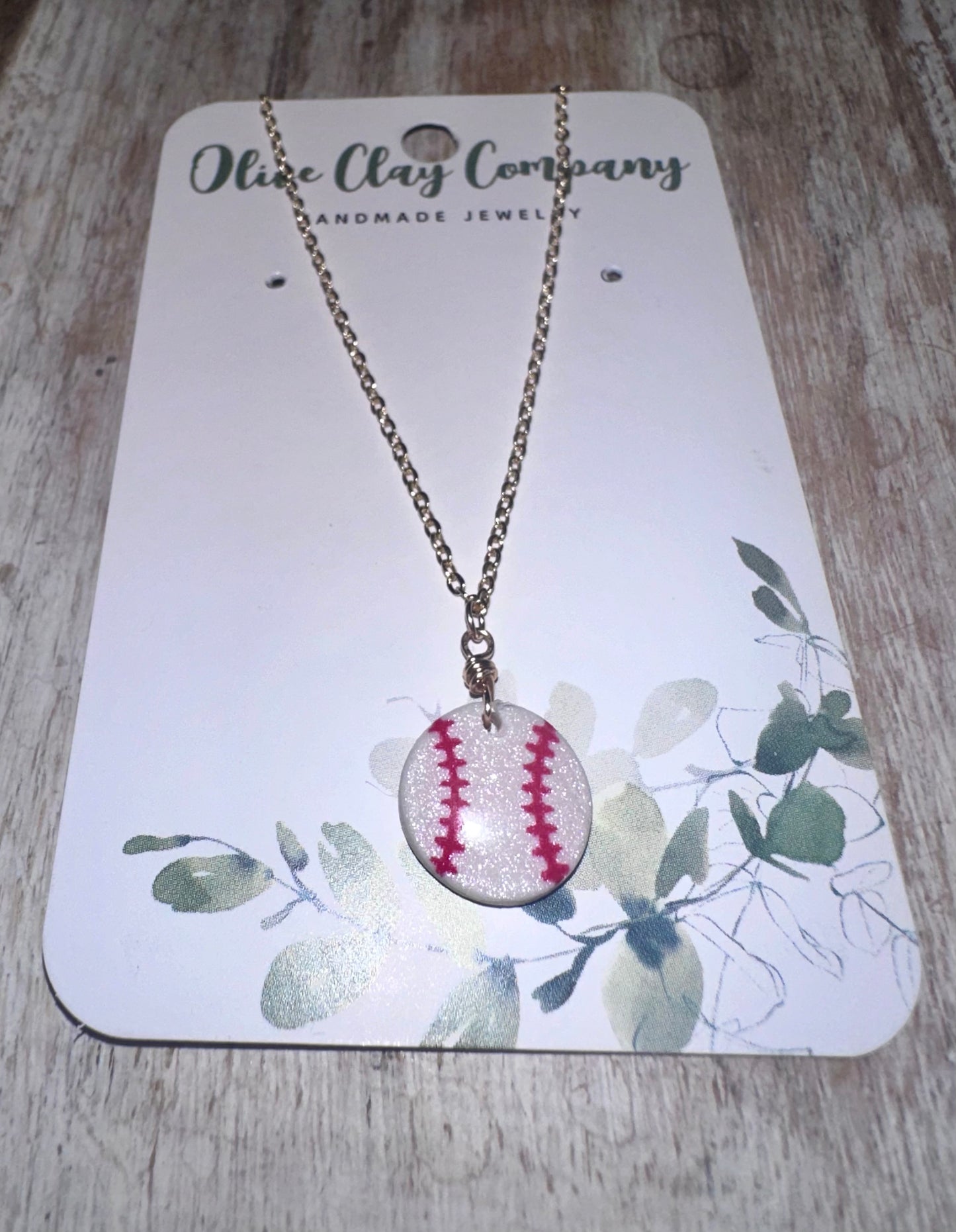 16 inch Baseball Clay short necklace