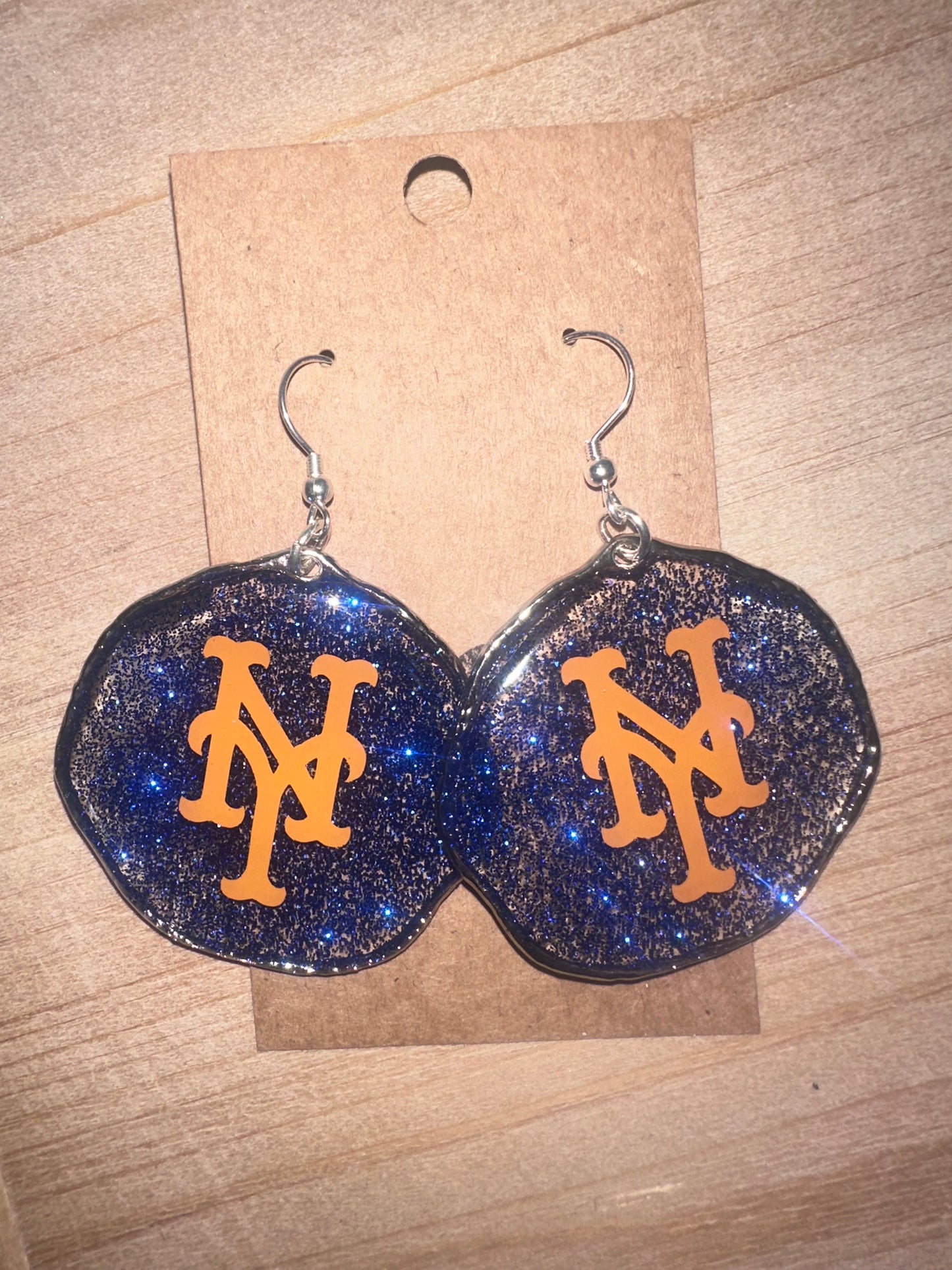 New York Mets resin earrings
