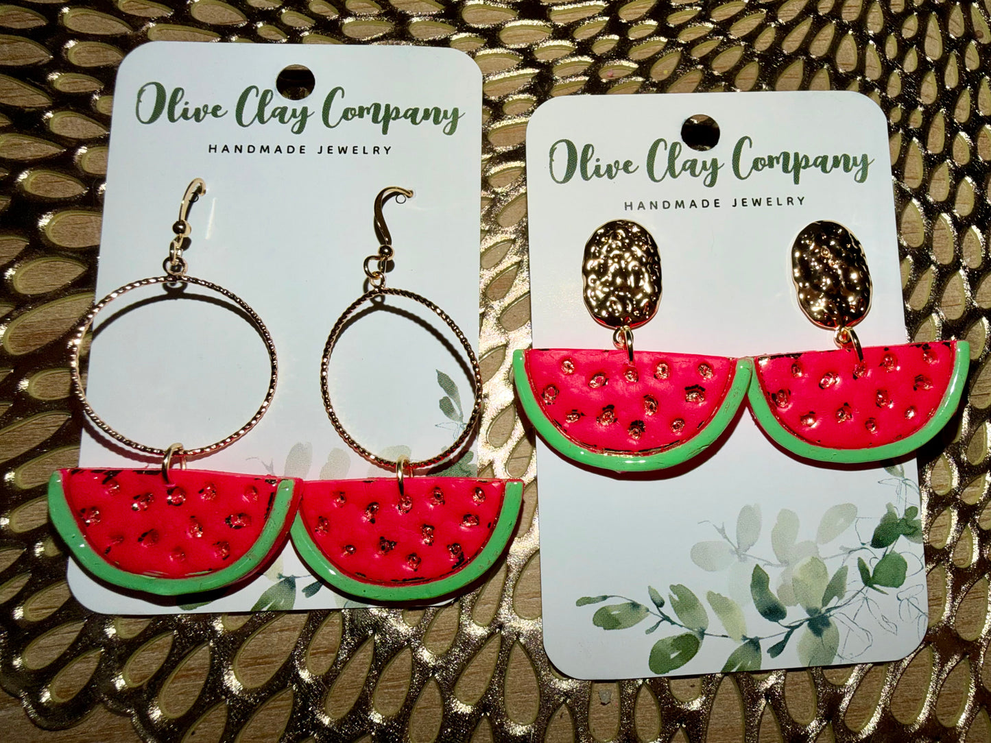 Watermelon clay earrings