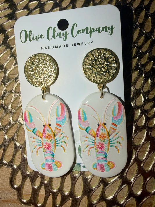 Crawfish clay earrings