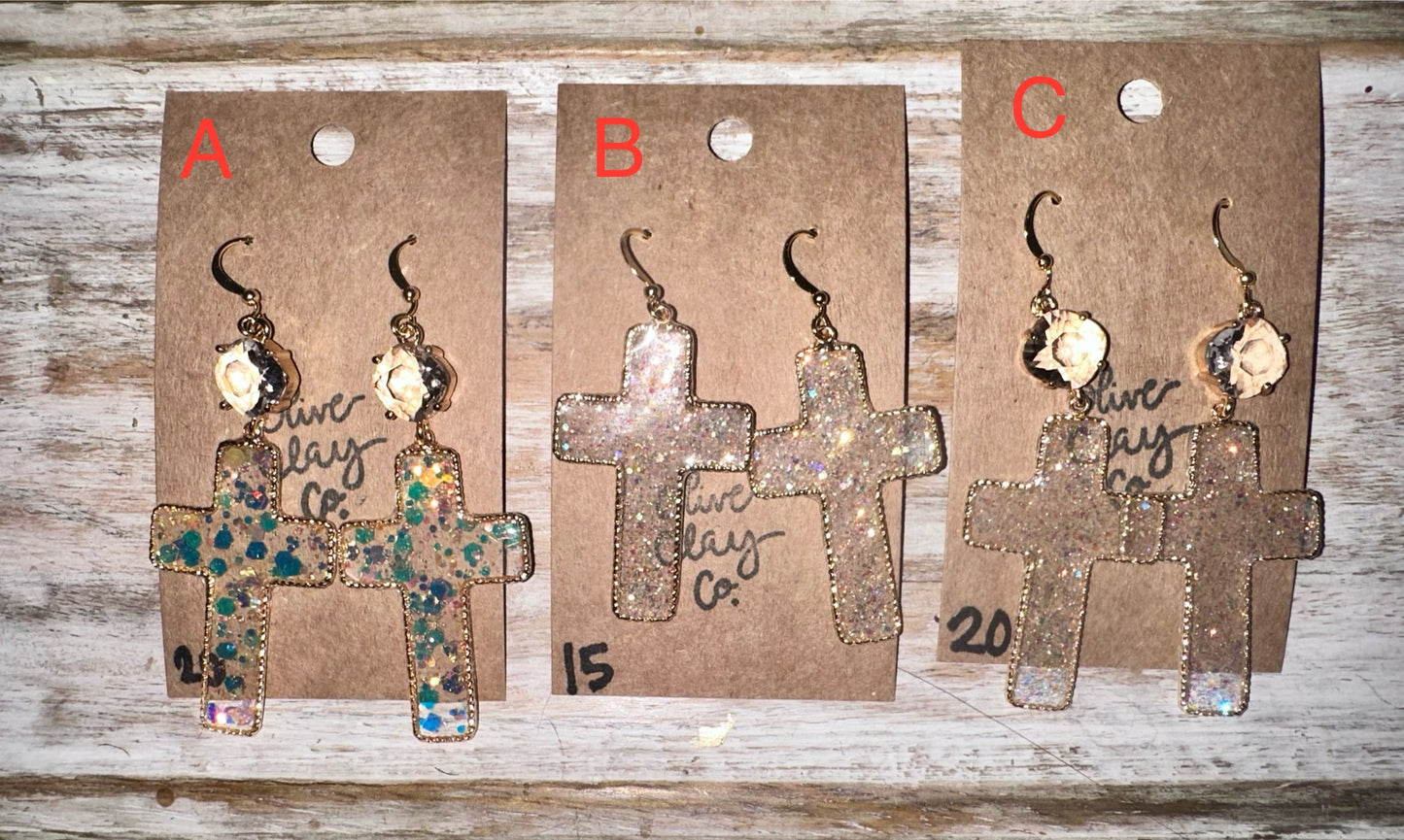 Cross resin earrings