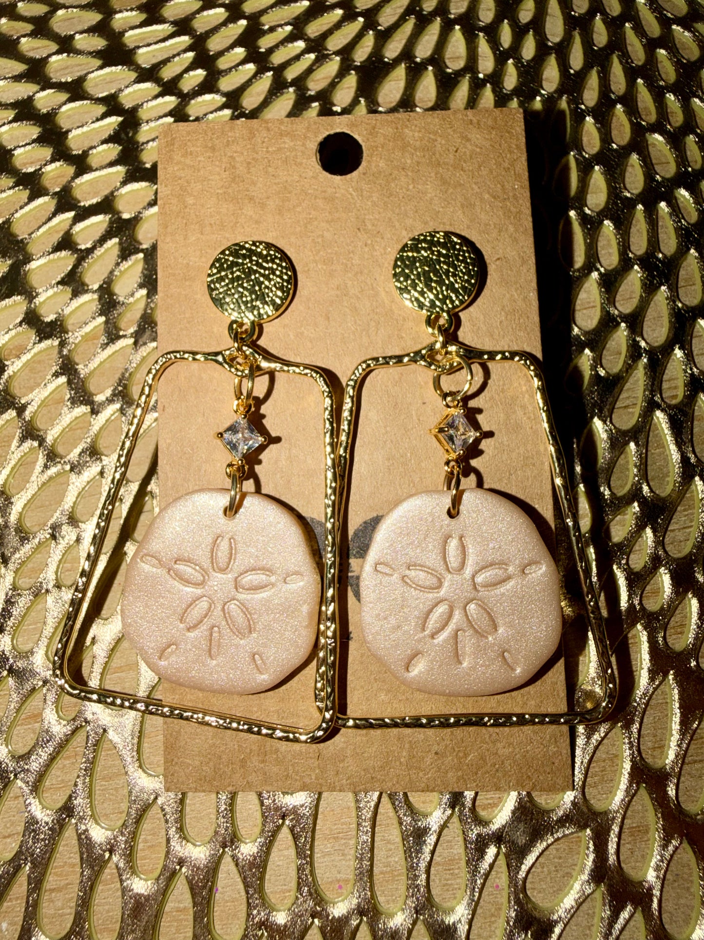 Sand dollar clay earrings