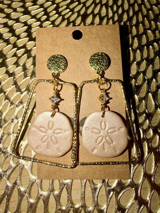 Sand dollar clay earrings