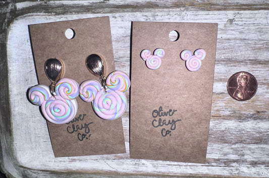 Cotton candy Minnie earrings