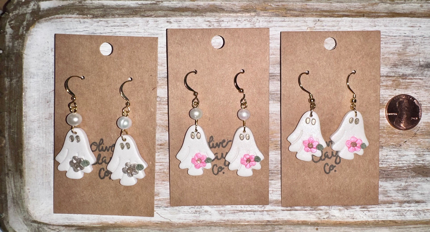 Small floral ghost earrings