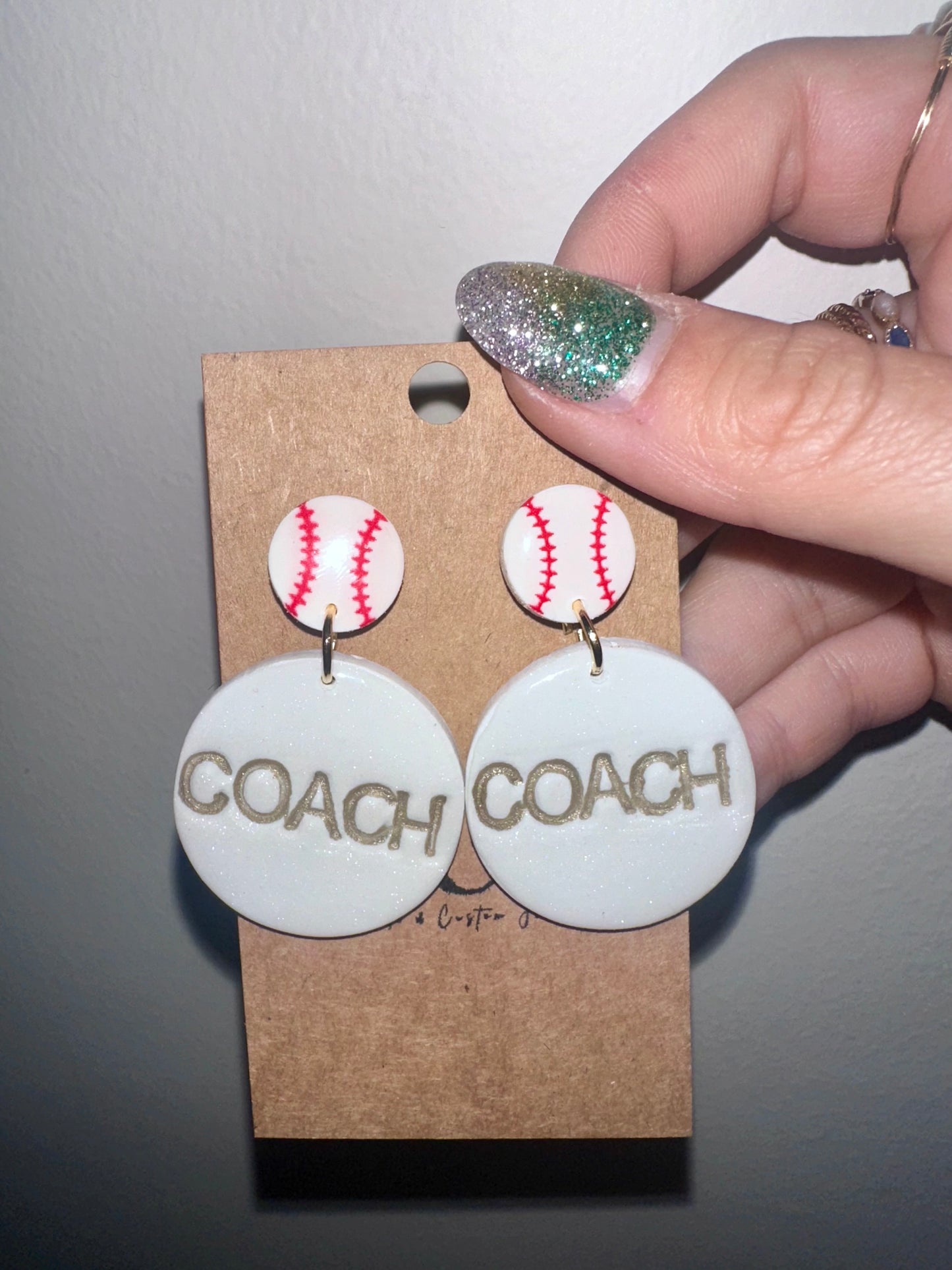 Baseball coach Clay earrings