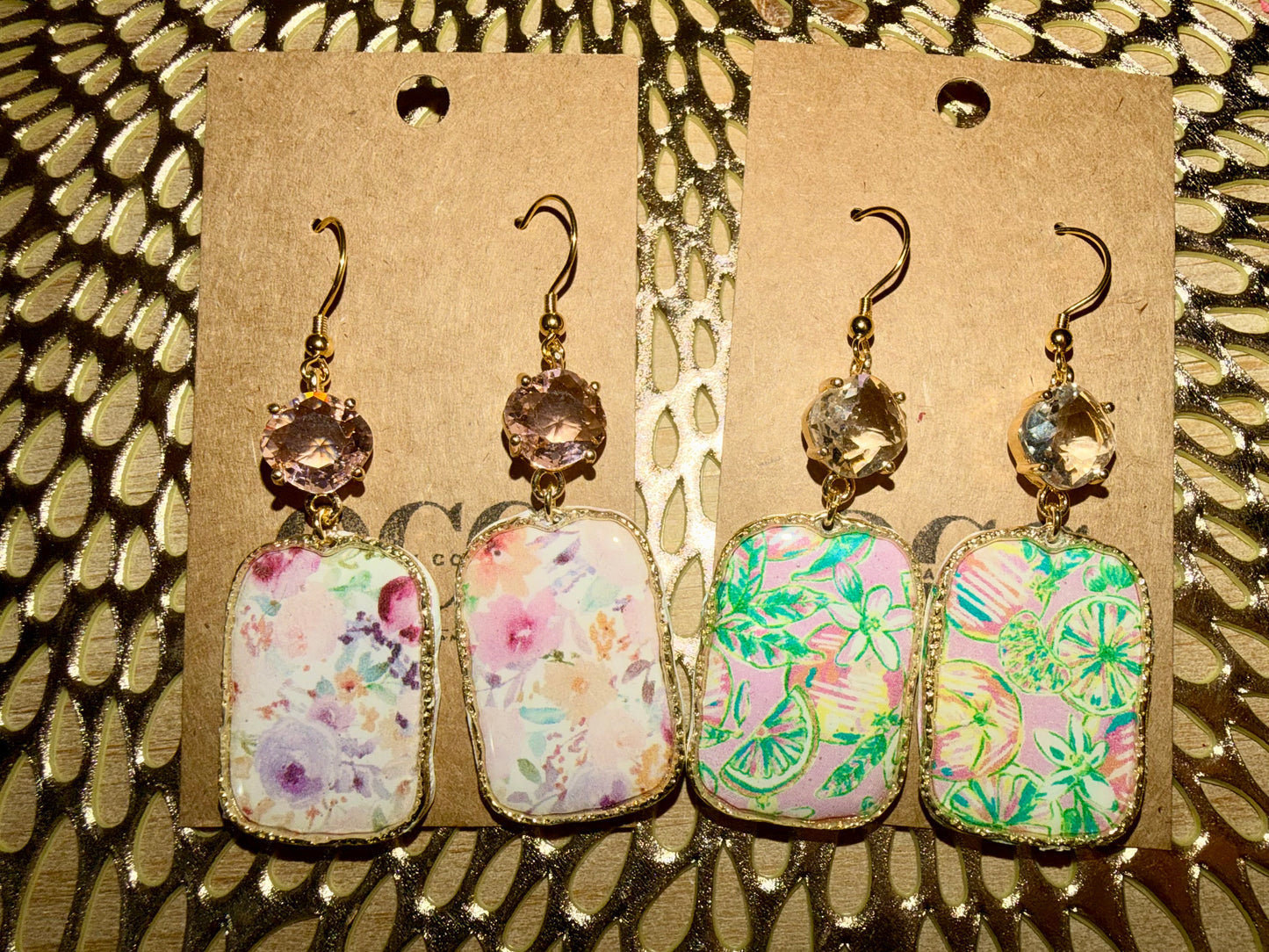 Floral clay hoops earrings