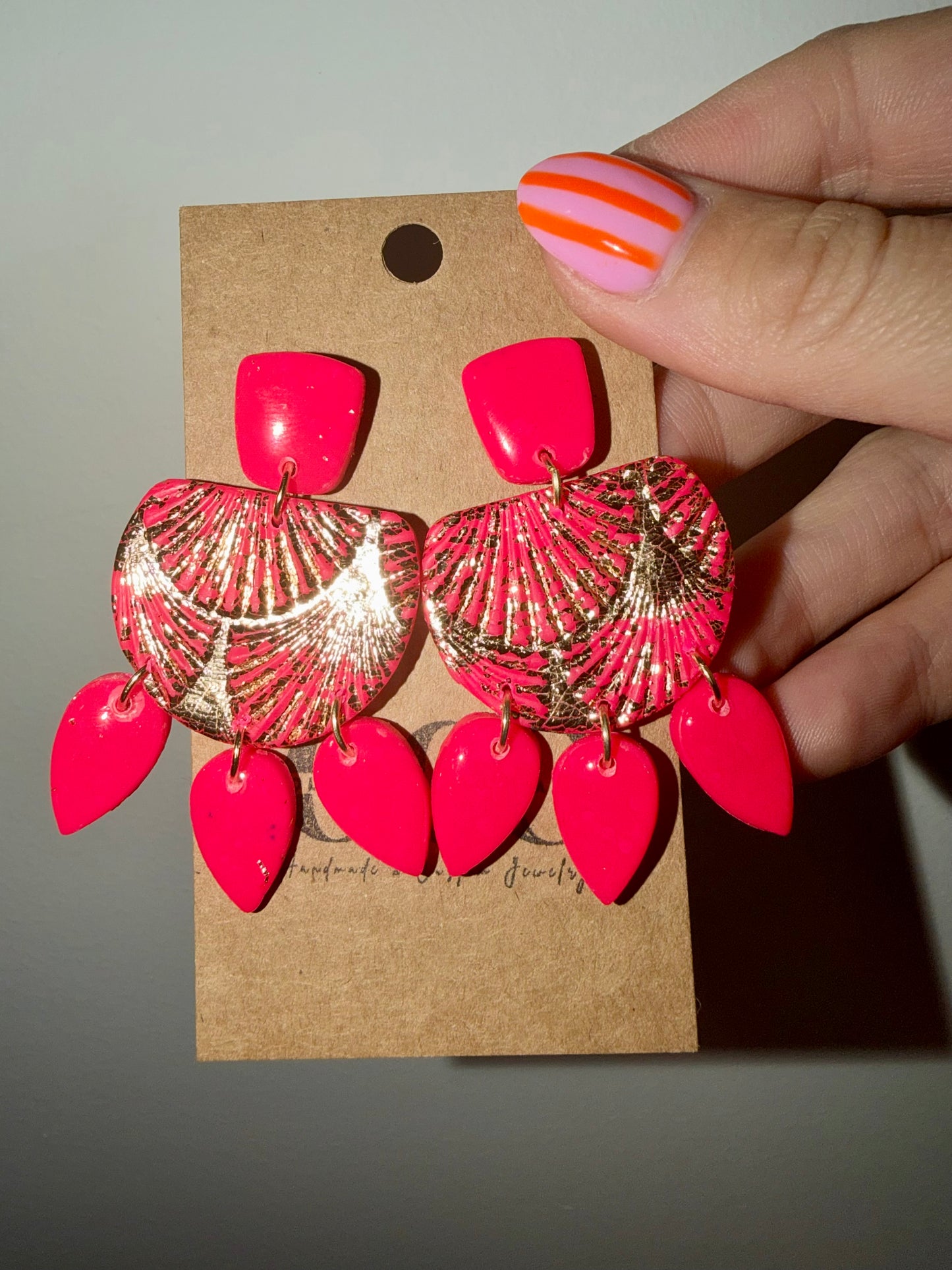 Clay neon pink earrings