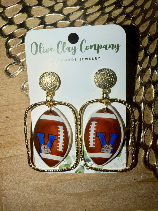 Vancleave bulldogs football earrings