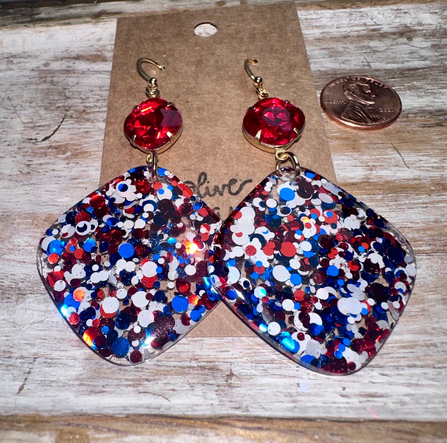 Patriotic diamond earrings