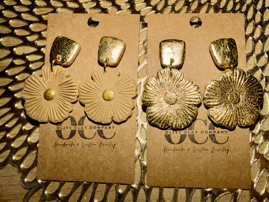 Clay flower earrings