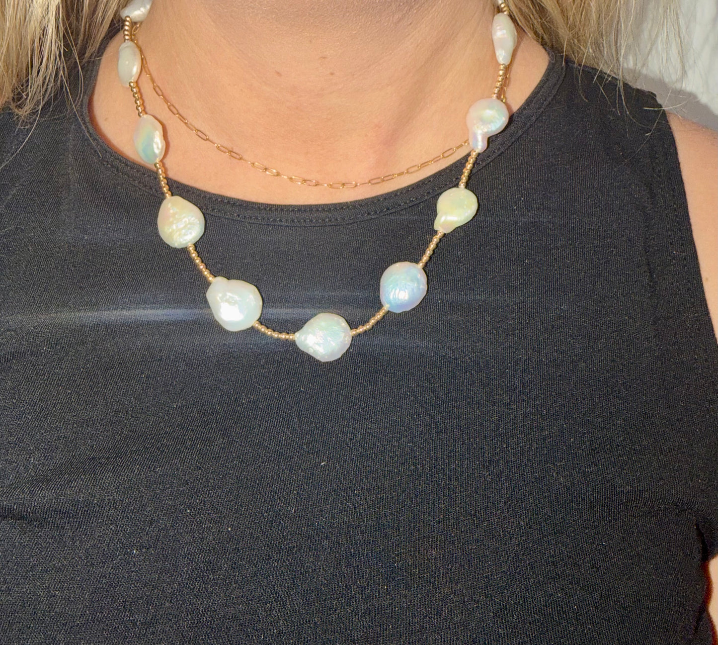 18 inch 14k gold filled stretchy necklace- no clasp
