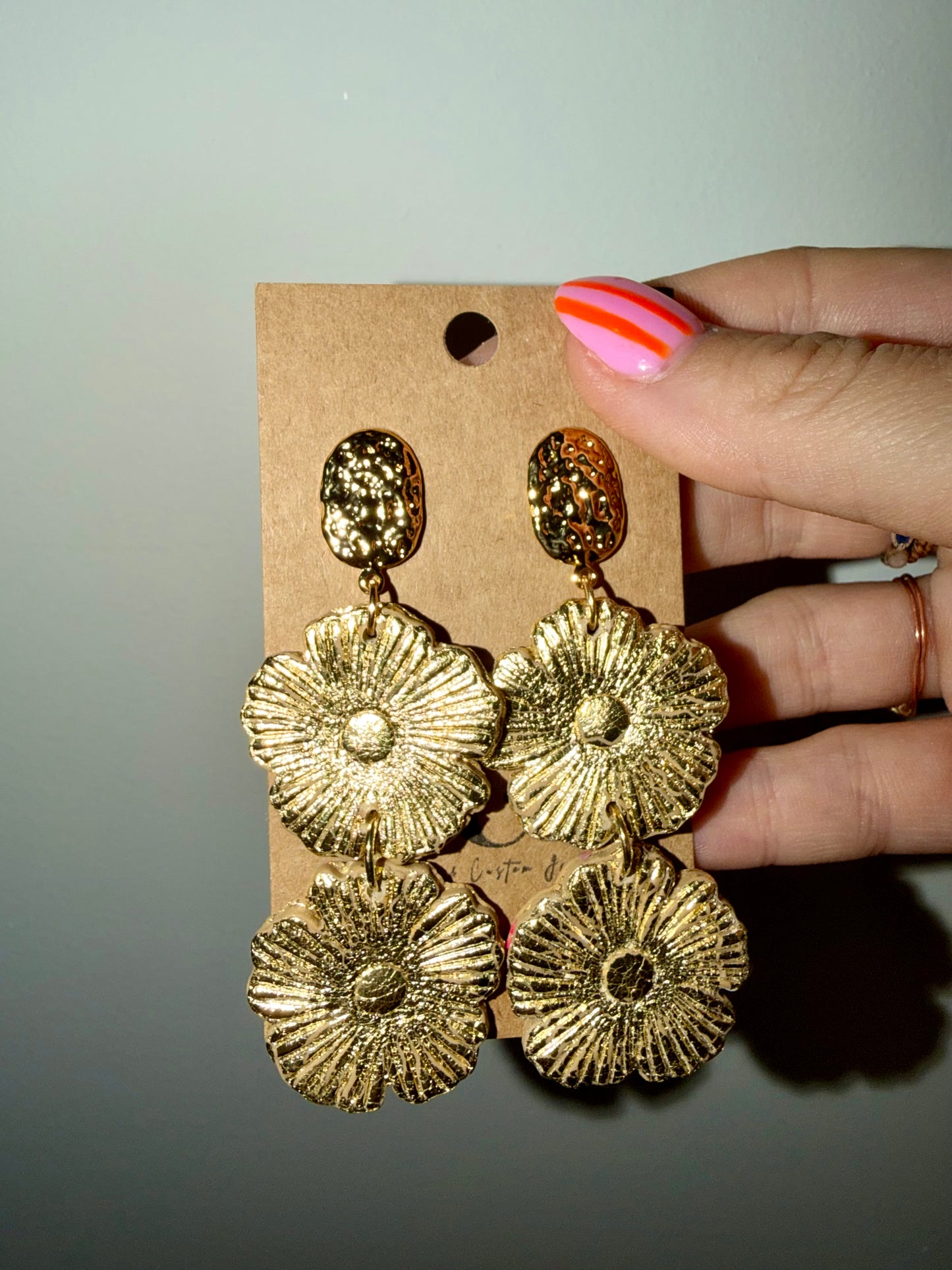 Clay flower earrings large