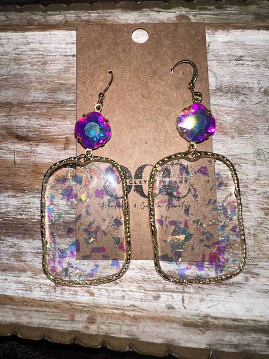 Crystal iridescent large resin hoops