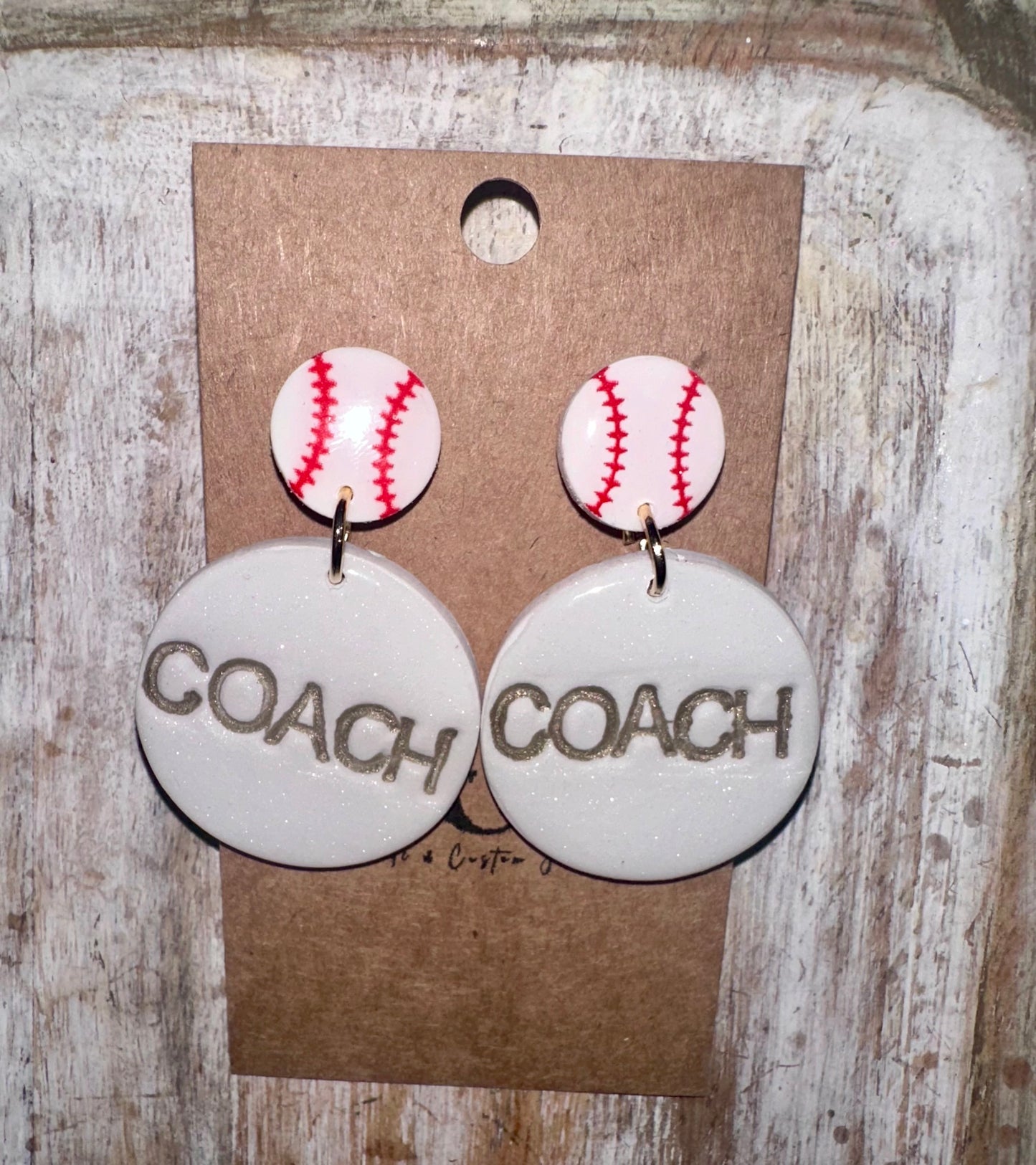 Baseball coach Clay earrings