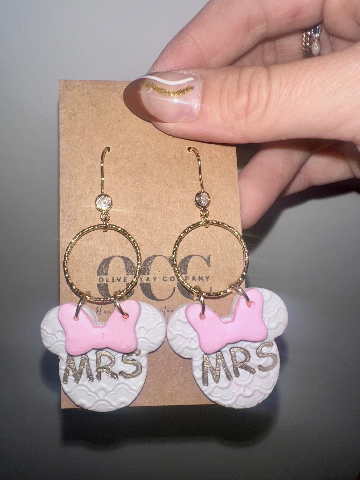 Textured Mouse bridal earrings