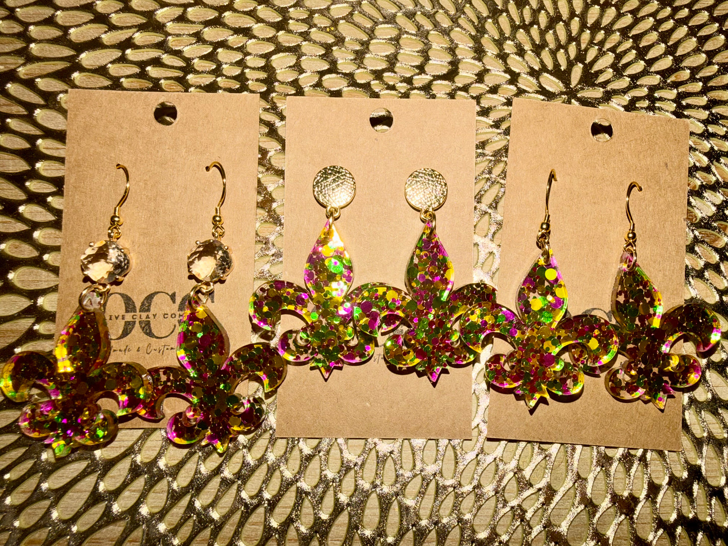 Fleur de lis Mardi Gras earrings