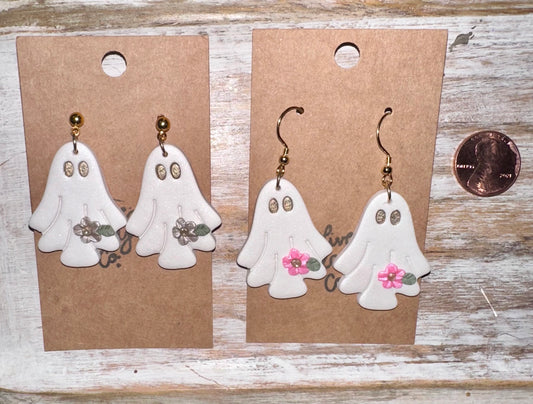 Large floral ghost earrings